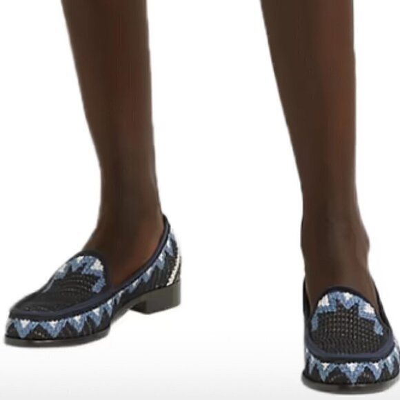Tabitha Simmons Blakie Sol Blue-Multi Crocheted Slip On Loafers Women's 7.5 - Picture 13 of 13